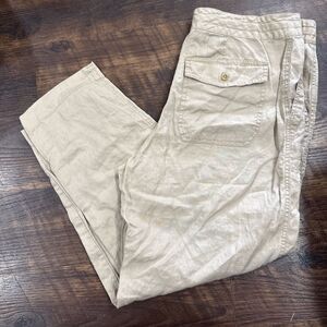 Women’s Lauren Ralph Lauren 100% Linen Pants Khaki Size 14 Relaxed Fit EUC
